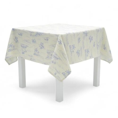 Mantel de lino 4 puestos: Pueblitos azules