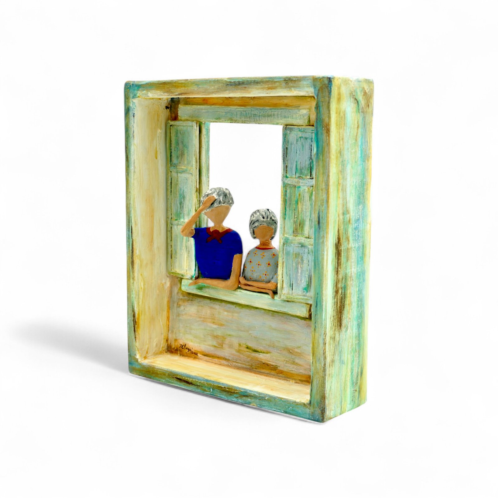 Cuadro tallado en madera: Las Chismosas