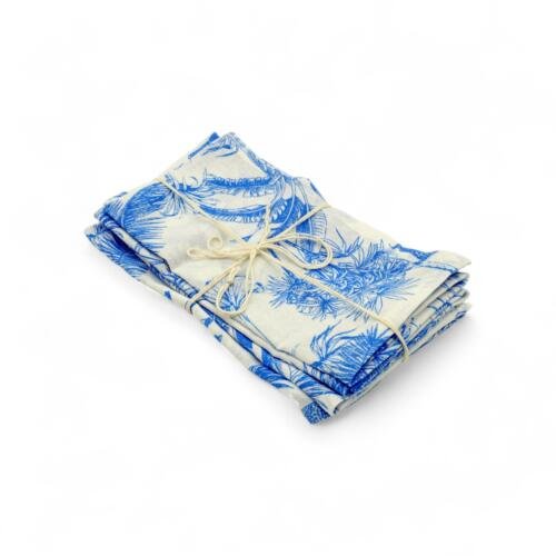 Set x 4 servilletas de lino: Palmas azules