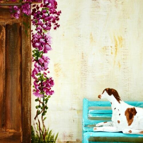 Cuadro tallado en madera: Perro en Silla